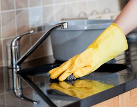 Professional office cleaners working in a Wimbledon workplace