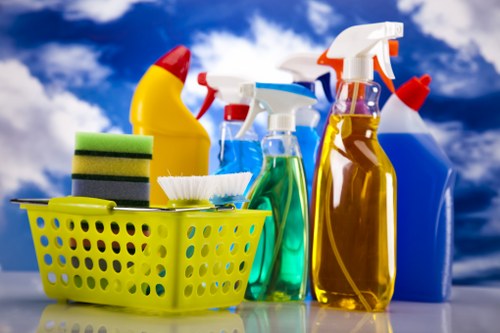 Cleaning products and protective equipment arranged for safe use